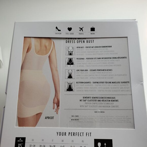 Item M6 Power Mesh Dress Open Bust apricot Shapewear Pullover Nude Compression - Picture 7 of 11